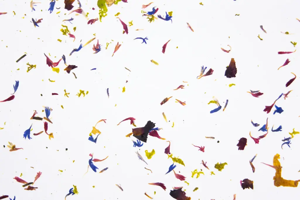 Floral Beauty light on white ecofleece – ORGANOID natural wallpaper, close-up of the surface texture